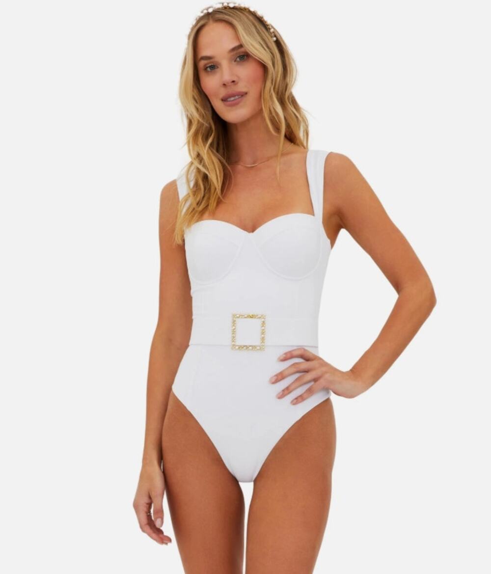 Beach Riot Women's Dina One Piece Swimsuit White Size XS MISSING BUCKLE 304364